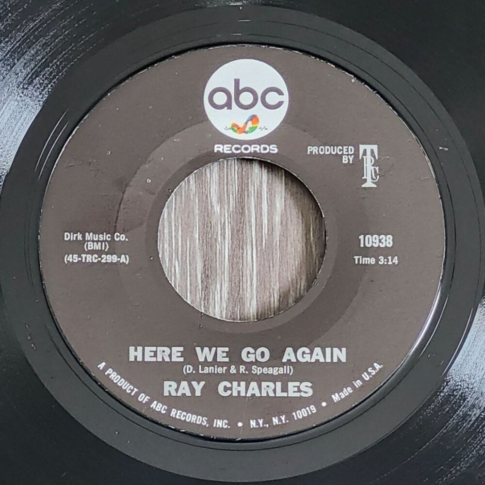 Ray Charles Here We Go Again Somebody Ought 1967 45 RPM 7in ABC Records TRC-299A - Picture 2 of 4